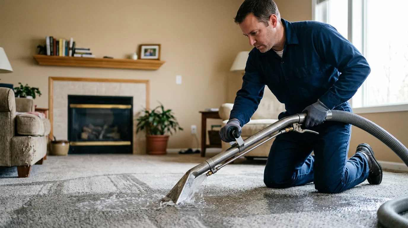 Water damage restoration technician working near Camargo, OK